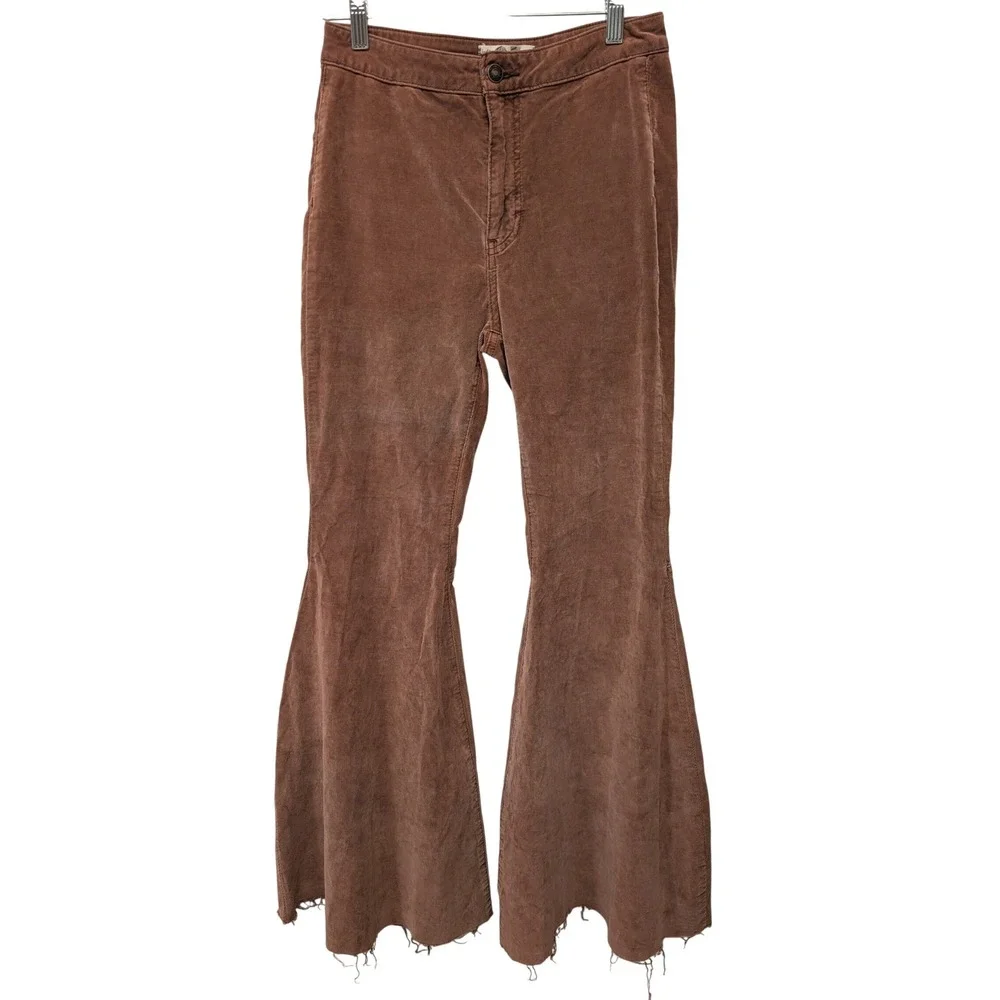 Free People Just Float On Flare Corduroy Pants Boho Retro Festival Fall Sz 27